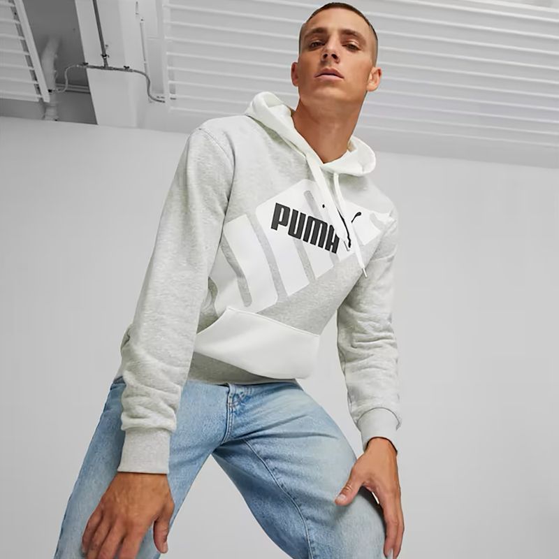 Bluza męska PUMA Power Graphic Hoodie TR light gray heather 3