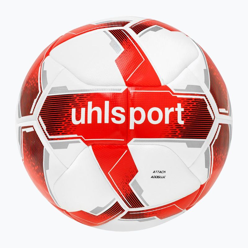 Piłka do piłki nożnej uhlsport Attack Addglue white/red/silver rozmiar 5 4