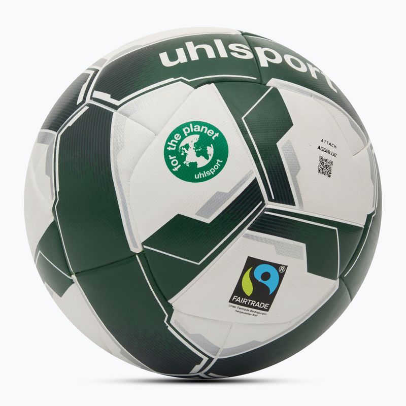 Piłka do piłki nożnej uhlsport Attack Addglue For The Planet white/dark green/silver rozmiar 5 2