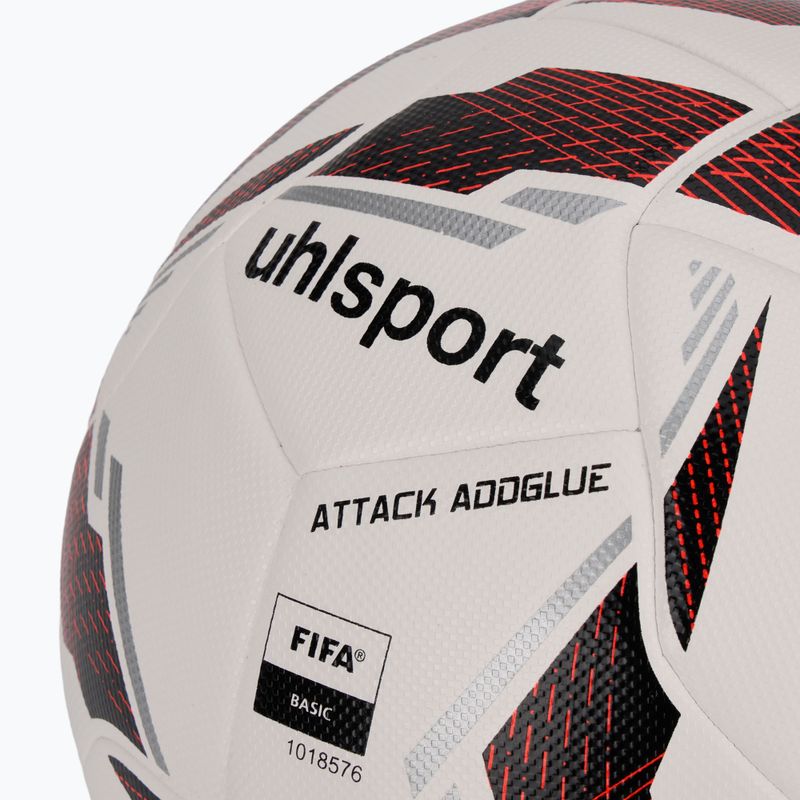 Piłka do piłki nożnej uhlsport Attack Addglue white/black/fluo red rozmiar 5 3