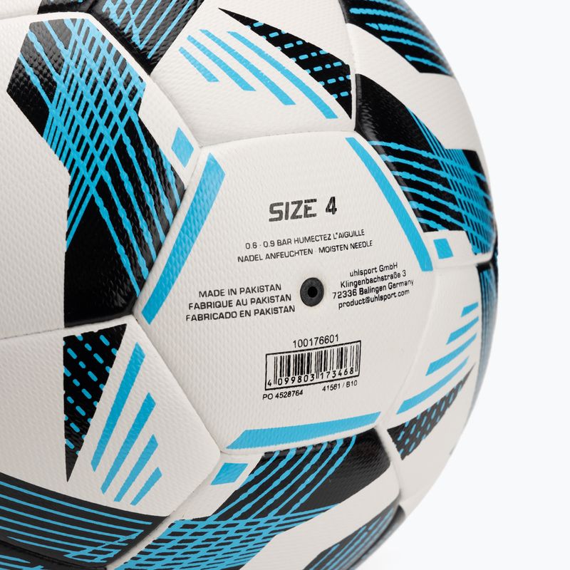 Piłka do piłki nożnej uhlsport Fairtrade Top Training Addglue white/black/fluo blue rozmiar 4 4