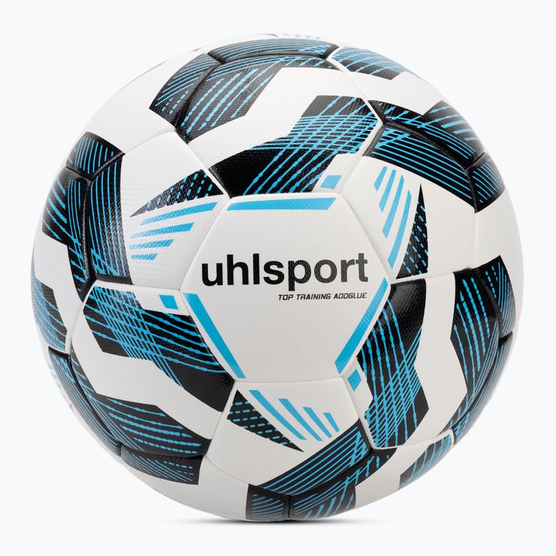 Piłka do piłki nożnej uhlsport Fairtrade Top Training Addglue white/black/fluo blue rozmiar 5