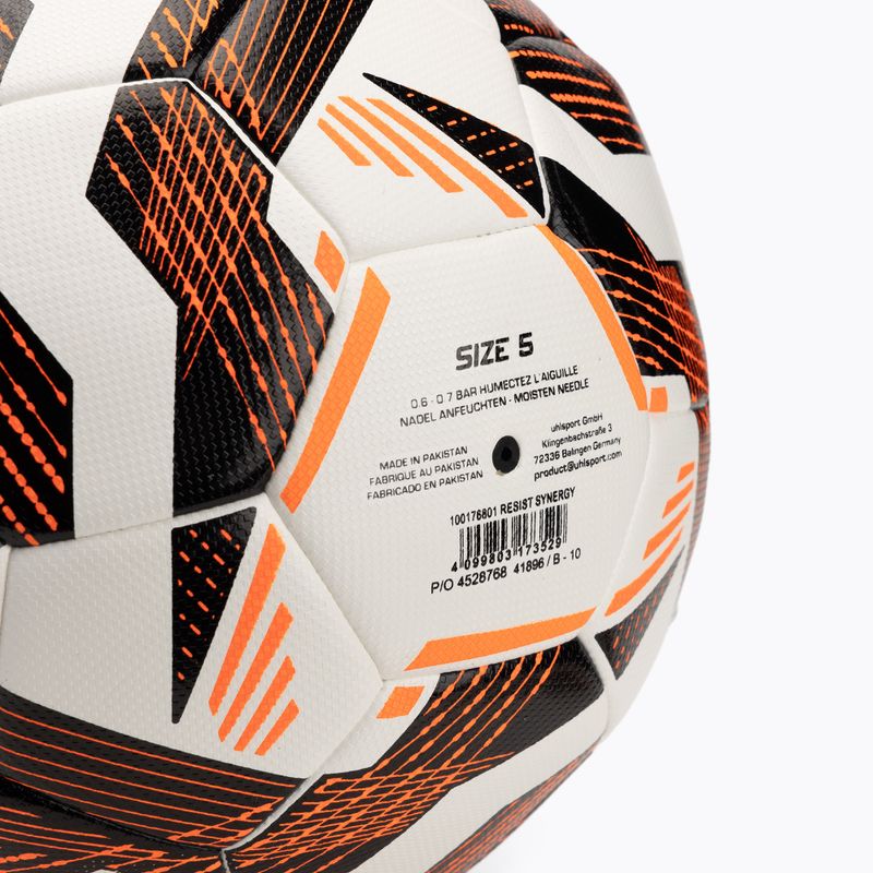 Piłka do piłki nożnej uhlsport Resist Synergy white/black/fluo orange rozmiar 5 4