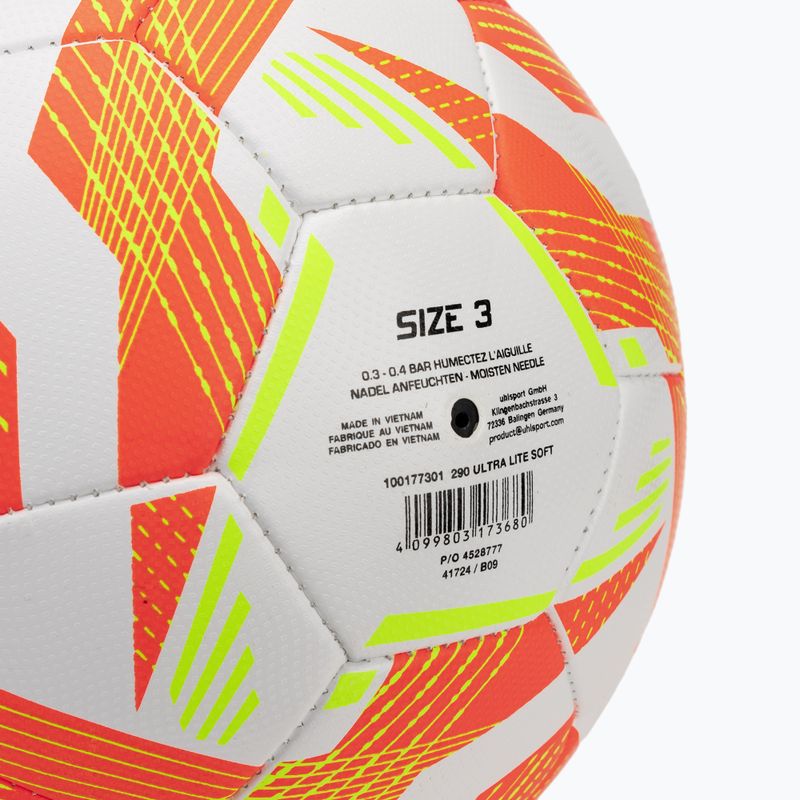 Piłka do piłki nożnej uhlsport Ultra Lite Soft 290 white/fluo orange/fluo yellow rozmiar 3 3