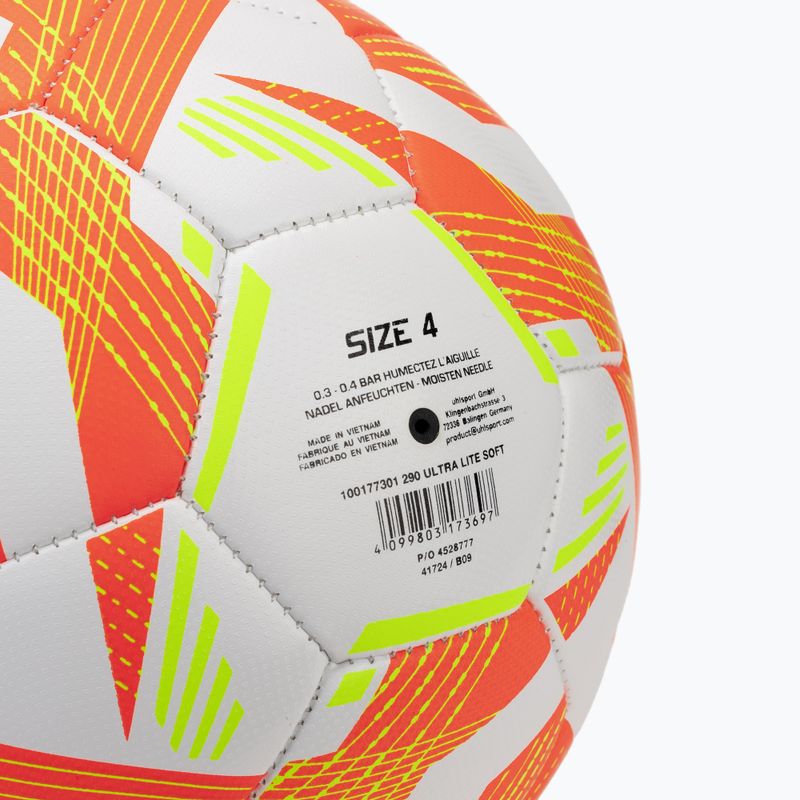 Piłka do piłki nożnej uhlsport Ultra Lite Soft 290 white/fluo orange/fluo yellow rozmiar 4 3