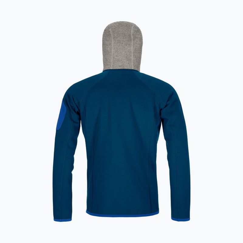 Bluza trekkingowa męska ORTOVOX Fleece Plus Classic Knit Hoody petrol blue 2