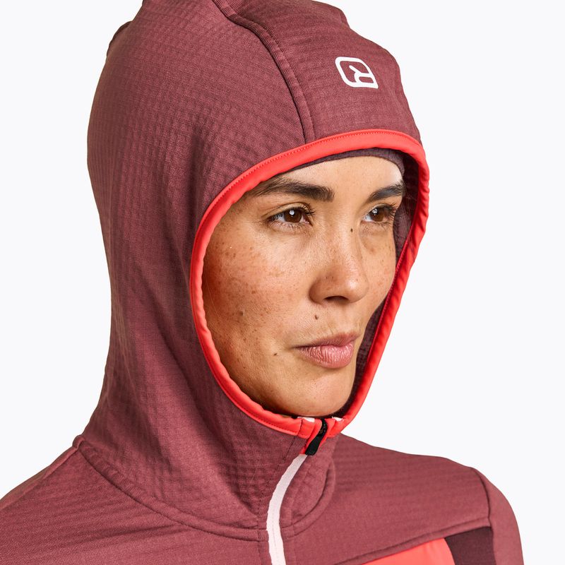 Bluza trekkingowa damska ORTOVOX Fleece Grid Hoody mountain rose 4