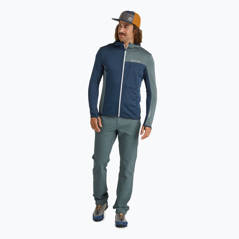 Bluza męska ORTOVOX Fleece Light Grid Hooded deep ocean 2