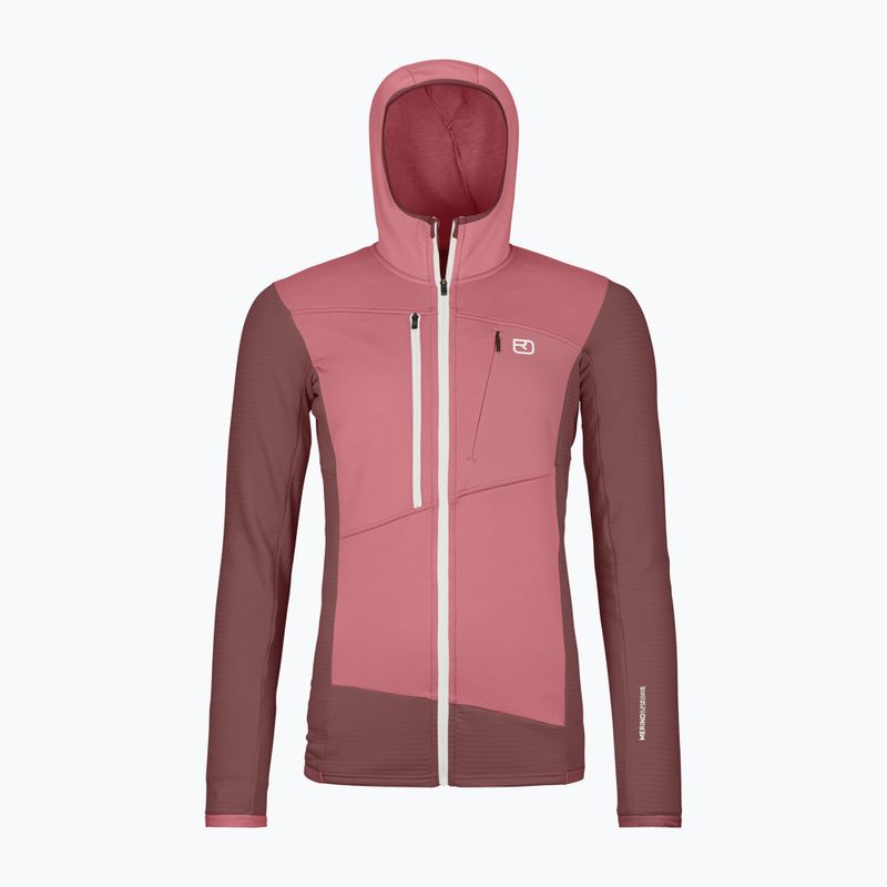 Bluza damska ORTOVOX Fleece Grid Hoody mountain rose