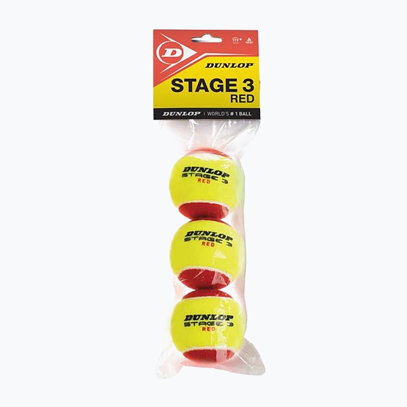 Piłki tenisowe dziecięce Dunlop Stage 3 3 szt. czerwono-żółte 601340