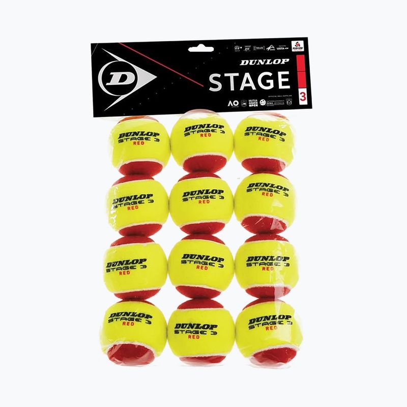 Piłki tenisowe dziecięce Dunlop Stage 3 12 szt. czerwono-żółte 601344