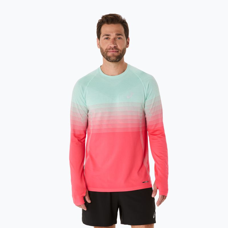 Longsleeve do biegania męski ASICS Seamless coral reef/oasis green