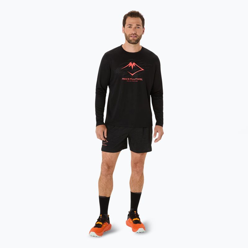 Longsleeve do biegania męski ASICS Fujitrail Logo performance black/carbon/coral reefl 2