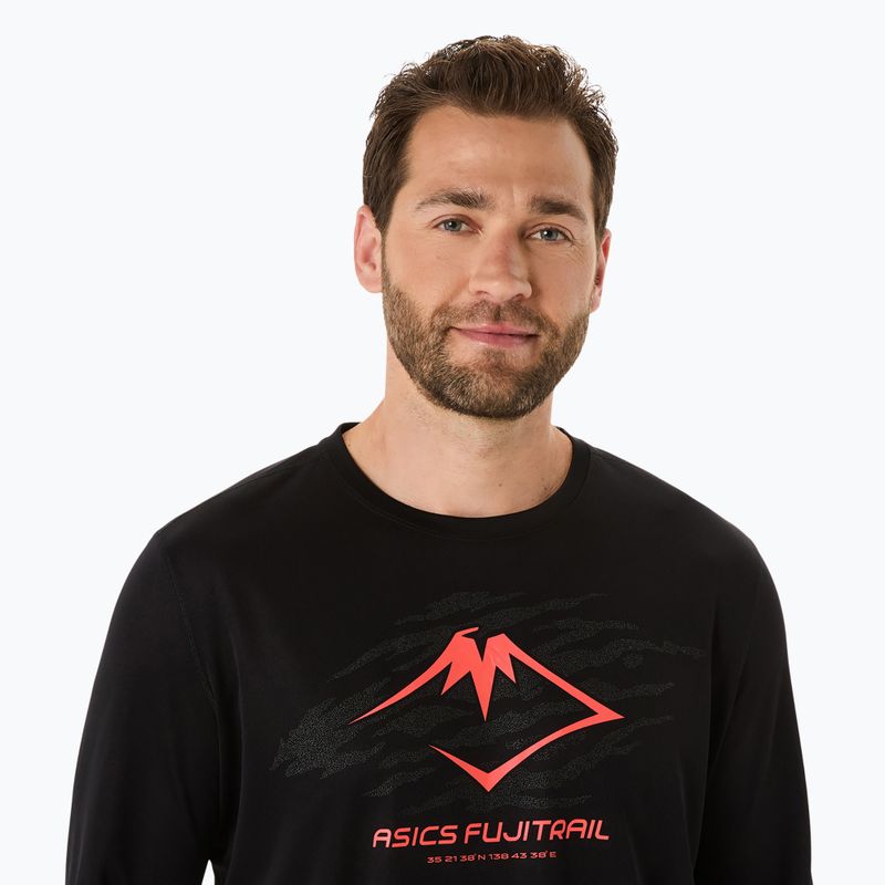 Longsleeve do biegania męski ASICS Fujitrail Logo performance black/carbon/coral reefl 4