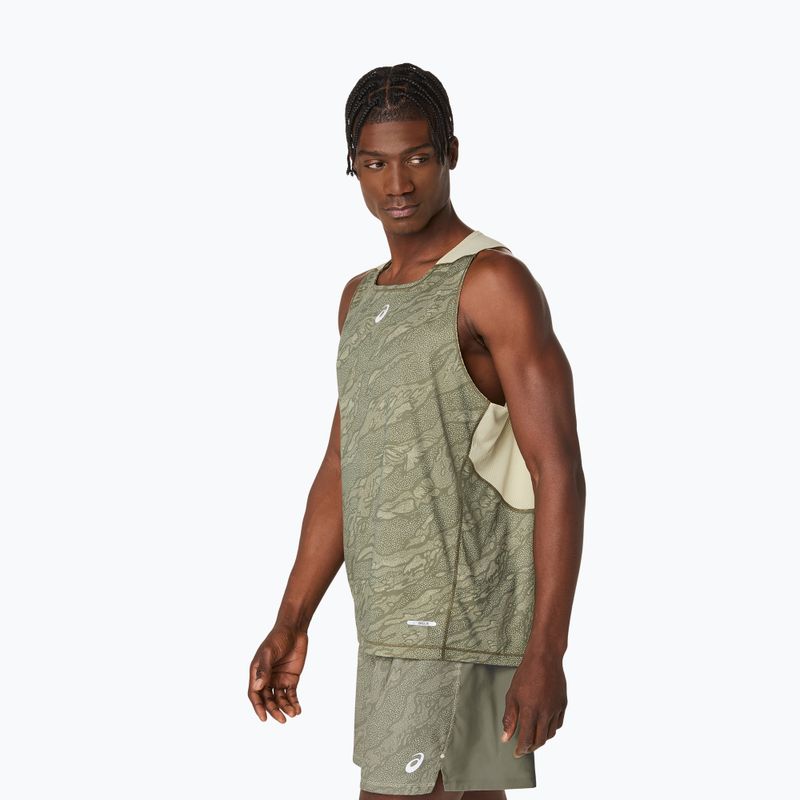 Koszulka do biegania męska ASICS Fujitrail Singlet mantle green/khaki 4