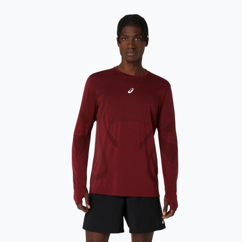Longsleeve do biegania męski ASICS Road Seamless LS dark red planet