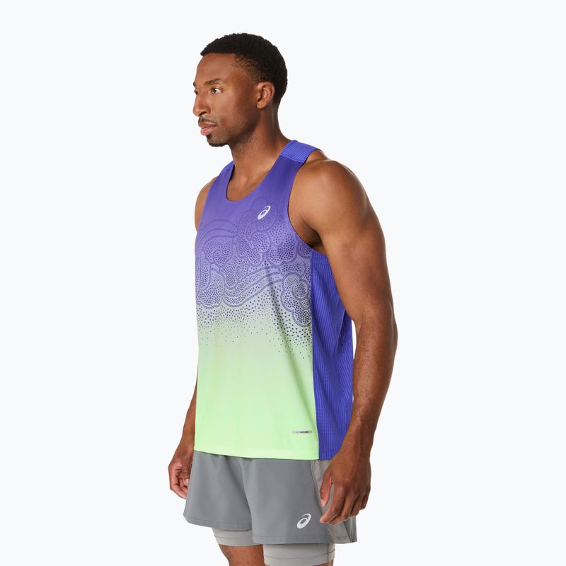 Koszulka do biegania męska ASICS Road Fade Singlet cobalt burst/illuminate green 4