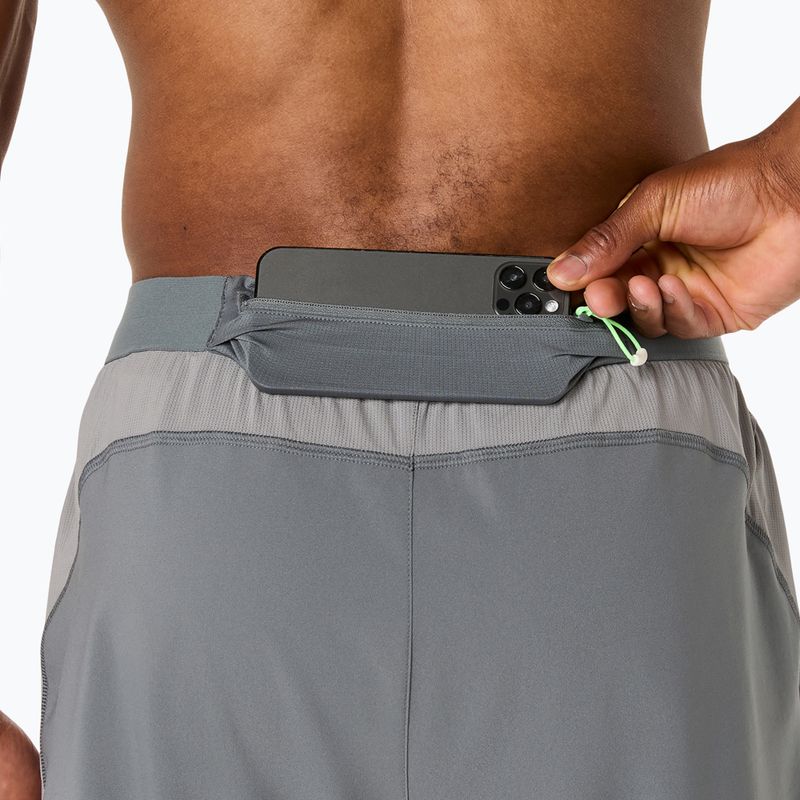 Spodenki do biegania męskie ASICS Road 2N1 5IN clay grey/steel grey/illuminate green 9