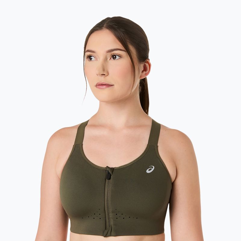 Biustonosz treningowy ASICS Road Combination Zip dark olive 5