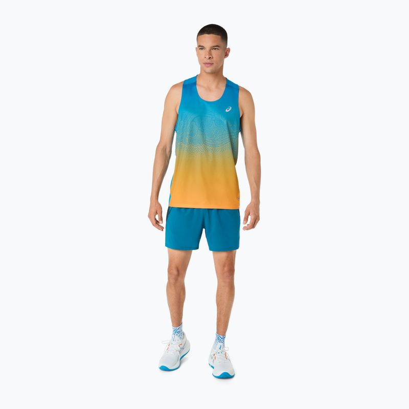 Koszulka do biegania męska ASICS Road Fade Singlet aegean blue/yamabuki 2