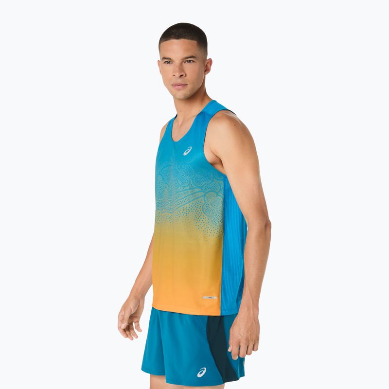 Koszulka do biegania męska ASICS Road Fade Singlet aegean blue/yamabuki 4