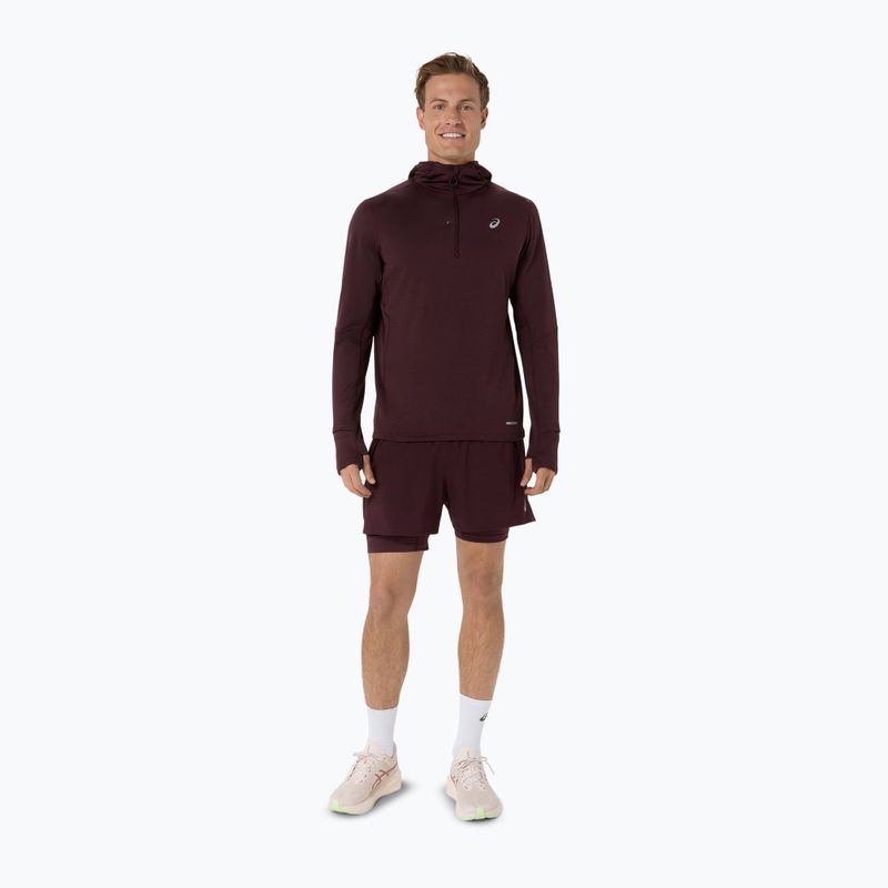 Bluza do biegania męska ASICS Road Winter Ls Hoodie dark currant 2