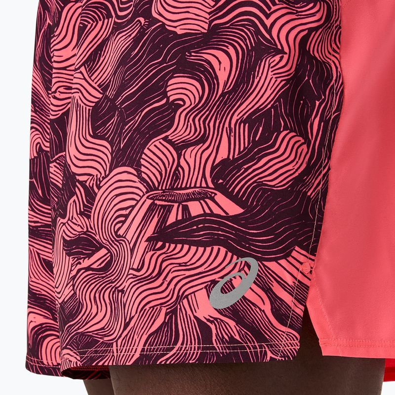 Spodenki do biegania męskie Asics Fujitrail All Over Print 5In Short Blazing Coral/Dark Aubergine 5