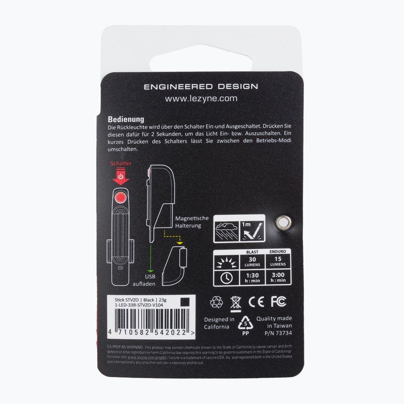 Lampka rowerowa tylna Lezyne Stick Drive Read STVZO USB black 2