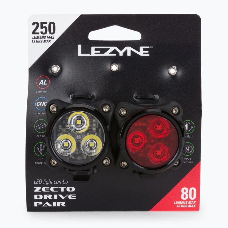 Zestaw lampek rowerowych Lezyne set Zecto Drive USB black