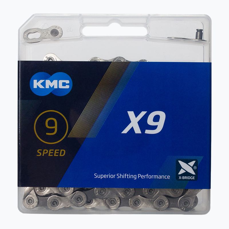 Łańcuch rowerowy KMC X9 x122 silver/grey