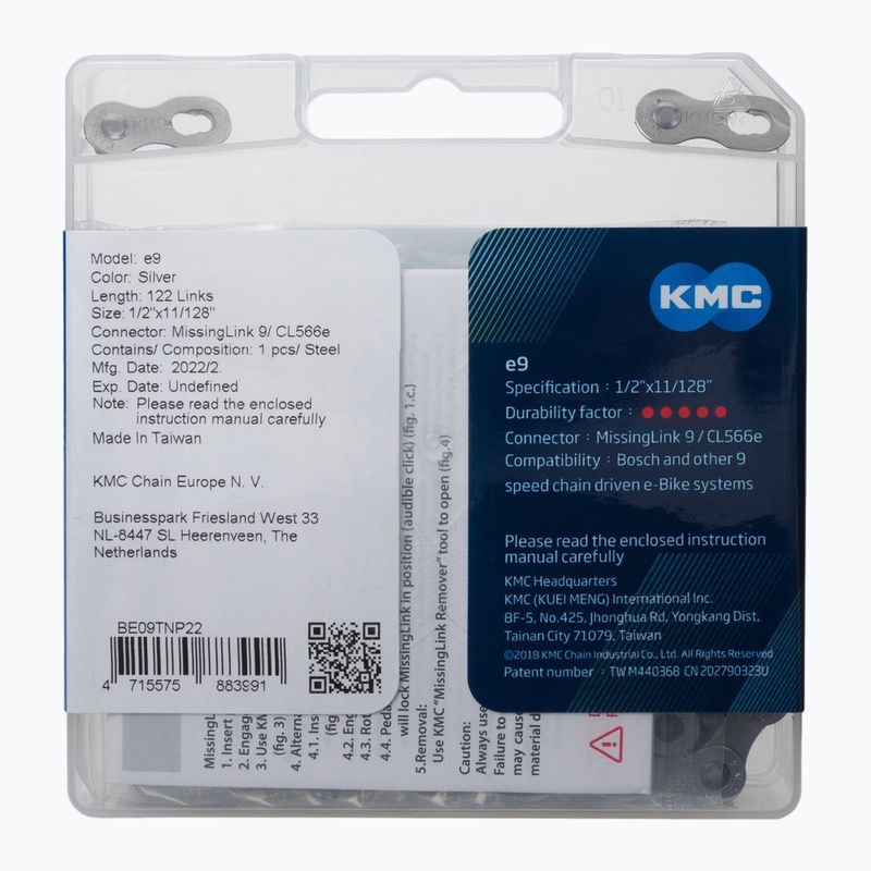Łańcuch rowerowy KMC E9 x122 silver 2