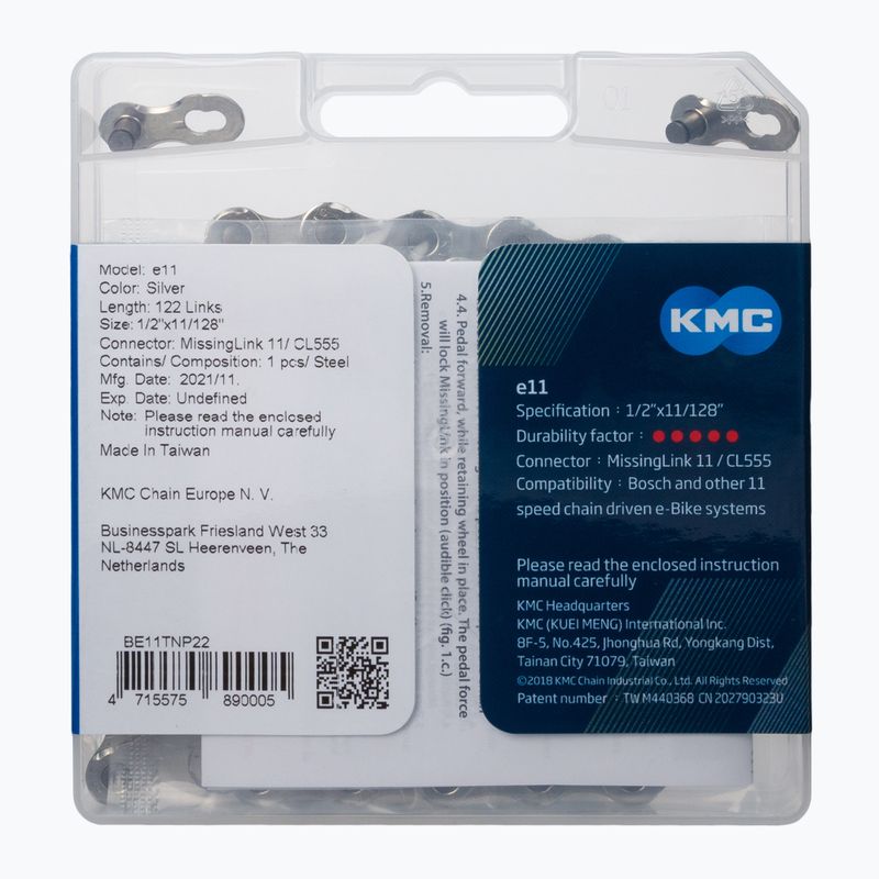 Łańcuch rowerowy KMC E11 x122 silver 2