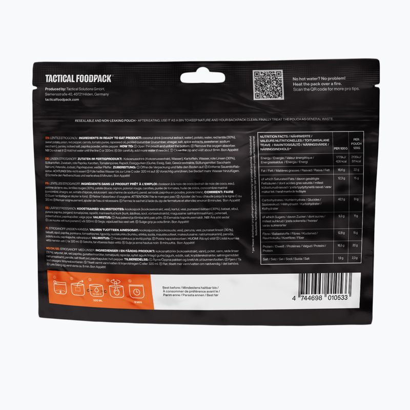Żywność liofilizowana Tactical Foodpack Lentils Strogonoff Vege 120 g 3