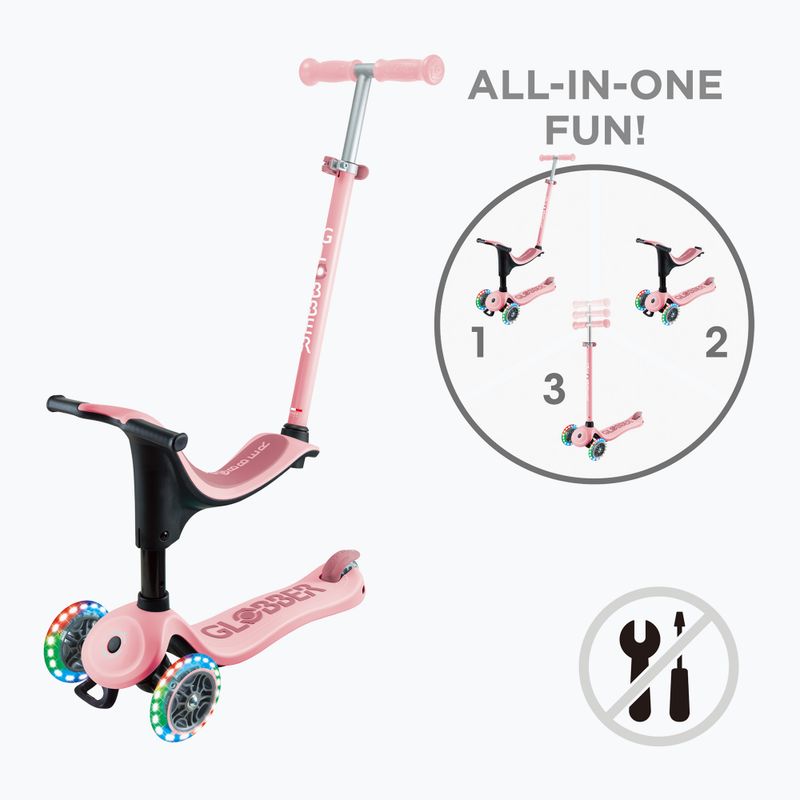 Hulajnoga trójkołowa dziecięca Globber Go.Up Deluxe Lights deep pink 14