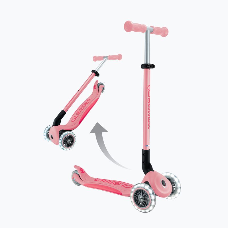Hulajnoga trójkołowa dziecięca Globber Primo Foldable Plus Lights pastel pink 6