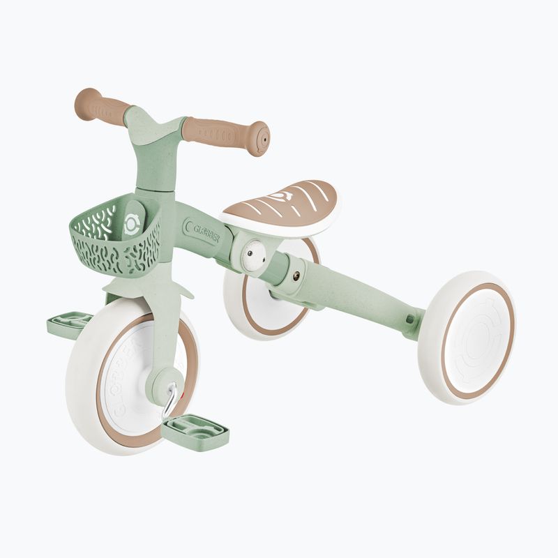 Rowerek biegowy trójkołowy z prowadnikiem Globber Learning Trike 2w1 Plus Ecologic pistachio 6