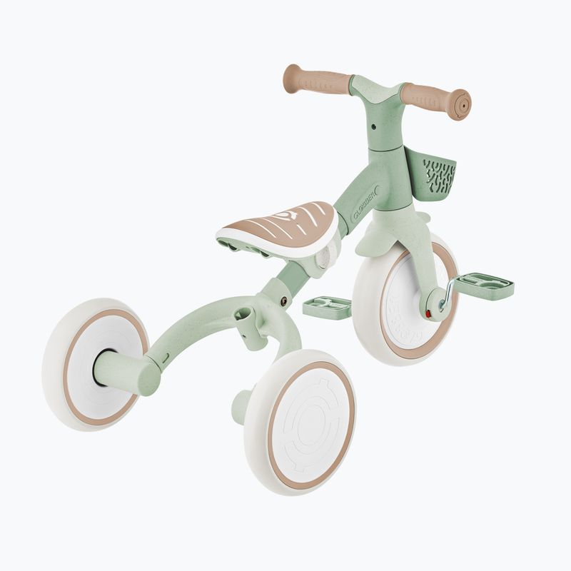 Rowerek biegowy trójkołowy z prowadnikiem Globber Learning Trike 2w1 Plus Ecologic pistachio 12