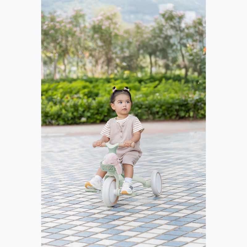 Rowerek biegowy trójkołowy z prowadnikiem Globber Learning Trike 2w1 Plus Ecologic pistachio 16