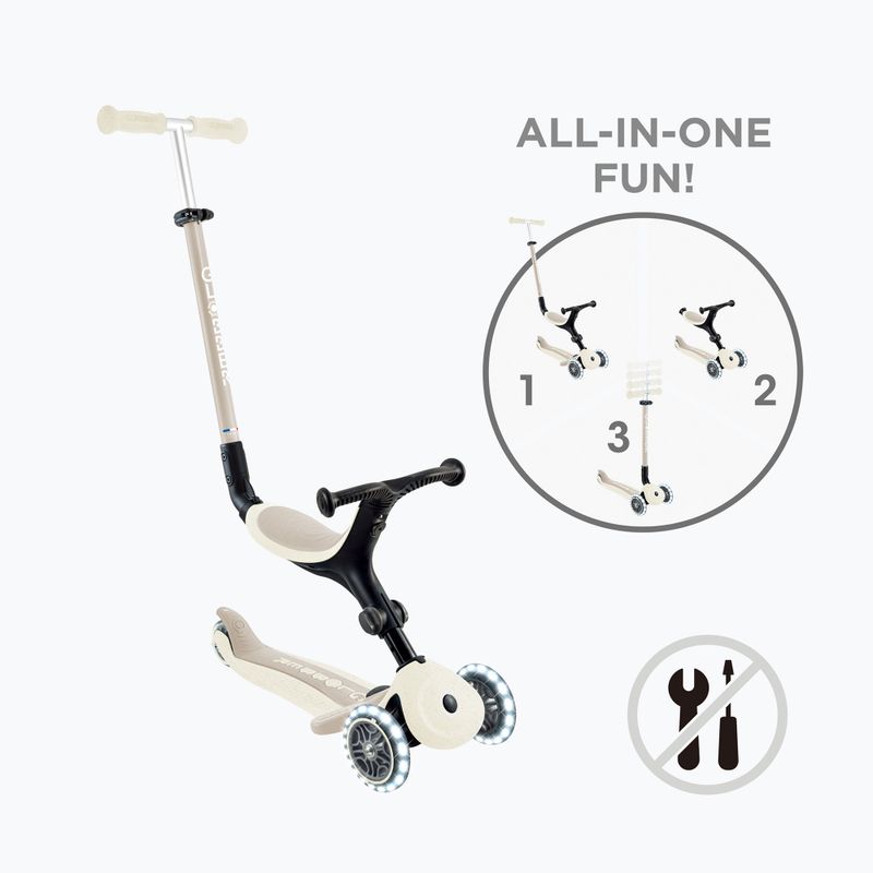 Hulajnoga trójkołowa dziecięca Globber Go.Up Active Ecologic Lights coconut 2