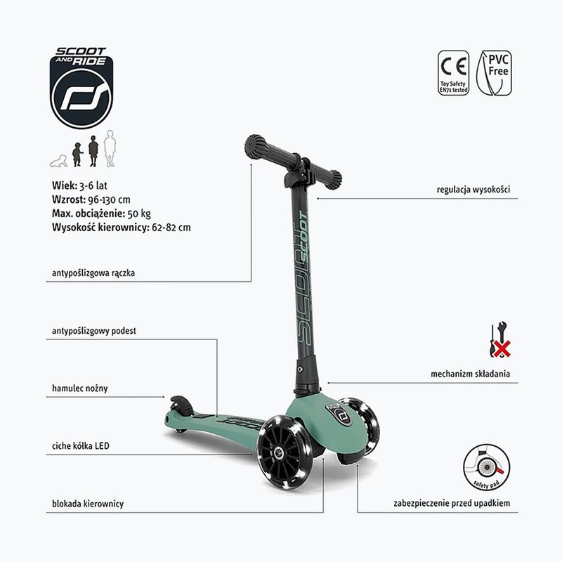 Hulajnoga trójkołowa dziecięca Scoot & Ride Highwaykick 3 LED forest 2