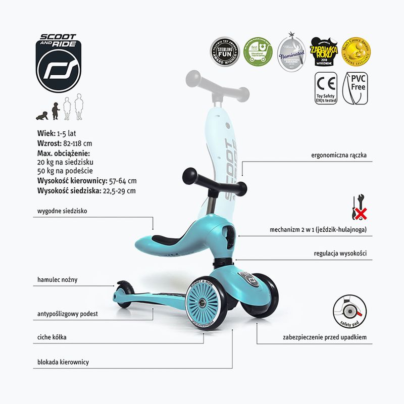 Hulajnoga trójkołowa dziecięca Scoot & Ride Highwaykick 1 bluberry 2