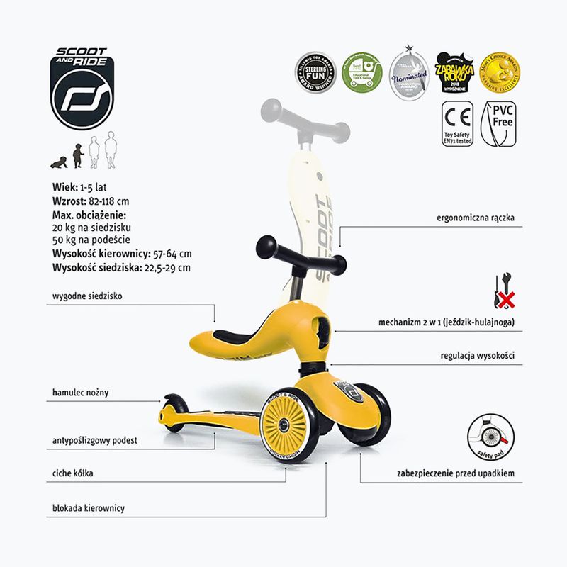 Hulajnoga trójkołowa dziecięca Scoot & Ride Highwaykick 1 lemon 2