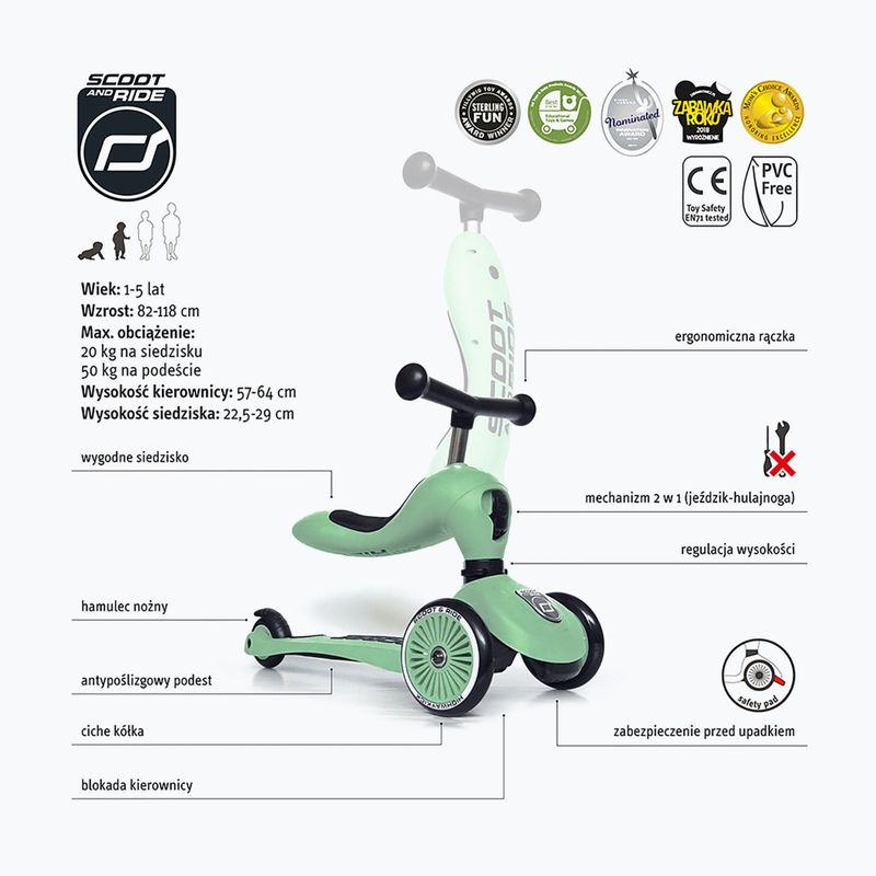 Hulajnoga trójkołowa dziecięca Scoot & Ride Highwaykick 1 kiwi 2