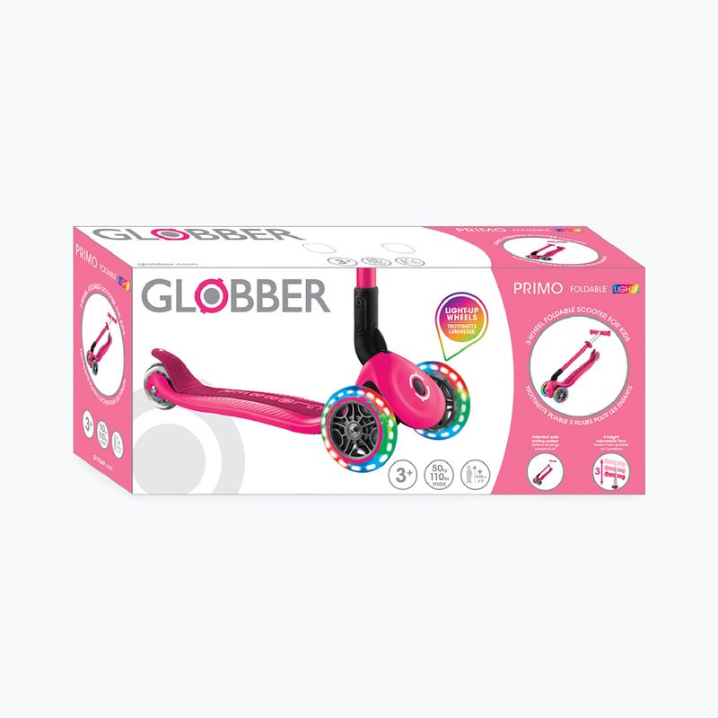 Hulajnoga trójkołowa dziecięca Globber Primo Foldable Lights fuchsia 13