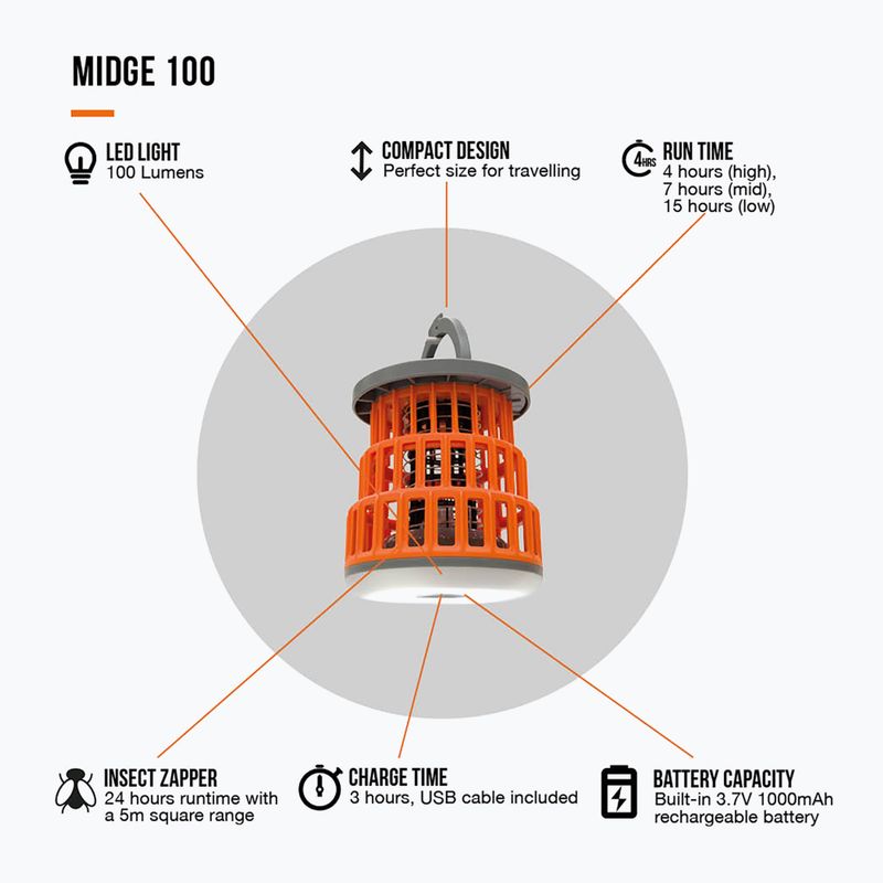 Lampka turystyczna Vango Midge 100 orange 8