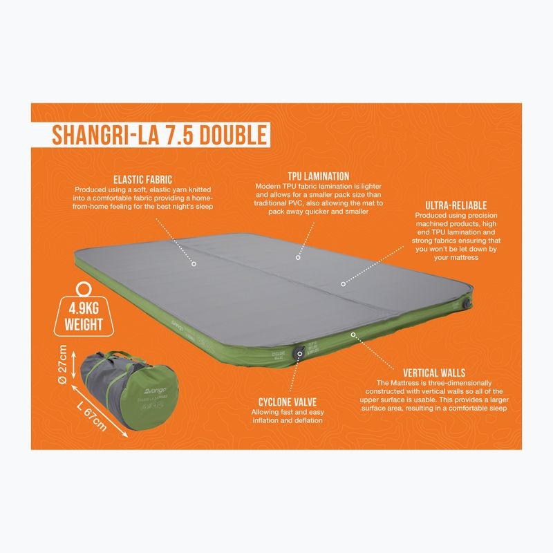 Mata samopompująca Vango Shangri-La II 7.5 cm Double cloud grey/green 8