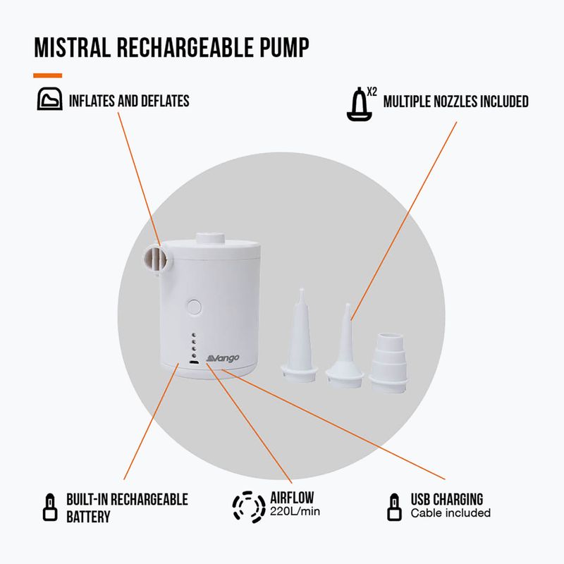 Pompka elektryczna Vango Mistral Rechargeable white 3