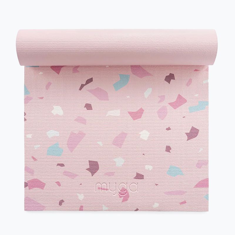 Zestaw do jogi Myga Terrazzo Yoga Set mata + klocek + pasek fioletowy 13