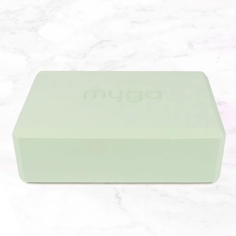 Zestaw do jogi Myga Palm Yoga Set mata + klocek + pasek zielony 8