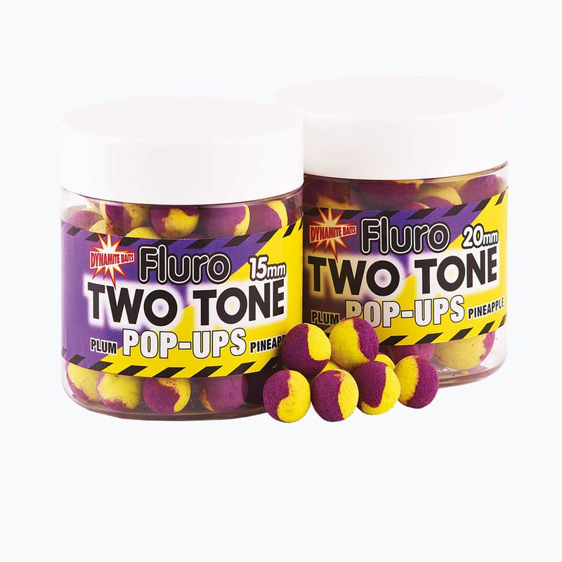 Kulki pływające karpiowe Dynamite Baits Fluoro Pop Up 2 Tone Plum & Pineapple żółto-fioletowe ADY040600